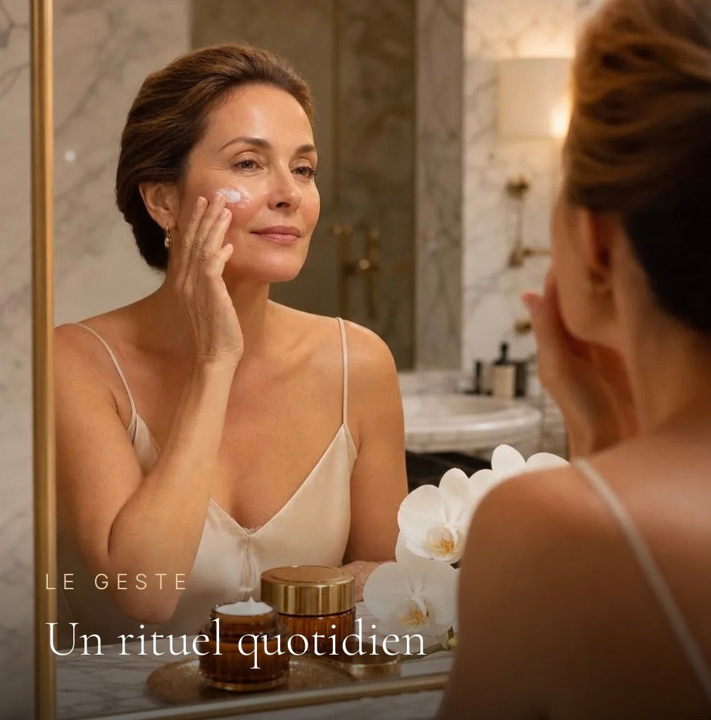 Routine visage AURELYS Paris : sérum pré-essence puis crème hydratante anti-âge