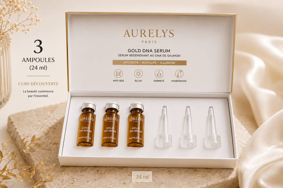 Coffret Cure Découverte AURELYS - 3 ampoules de sérum Gold DNA (24 ml)