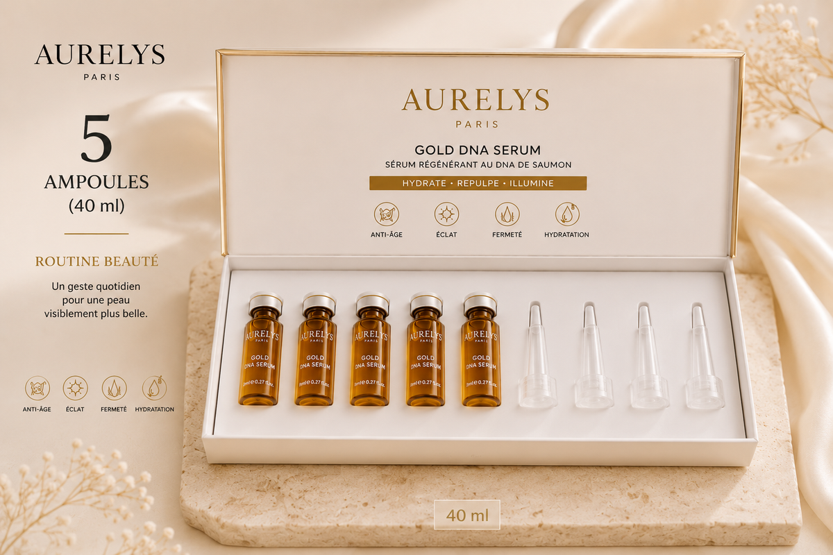 Coffret Routine Intensive AURELYS - 5 ampoules de sérum Gold DNA (40 ml)